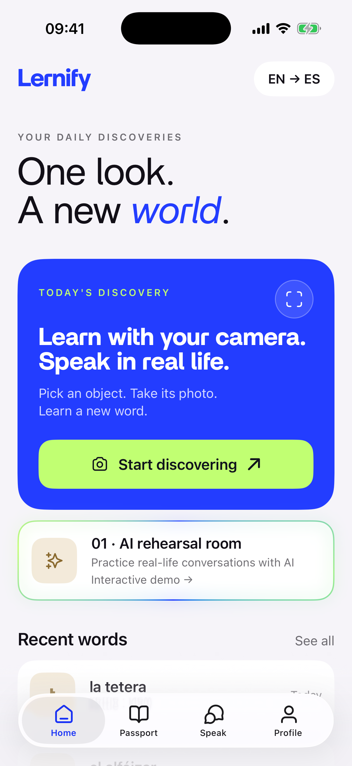 The Lernify home screen